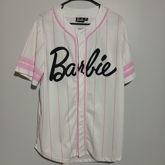 Barbie Tops - Barbie Jersey. Pink And White Size Large